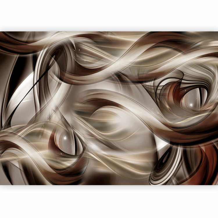 Photo Wallpaper Fun party - expression with fancy waves in shades of white and brown 82539 additionalImage 1