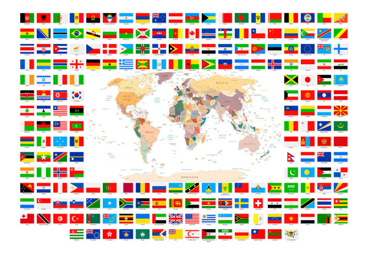 Photo Wallpaper Geography lesson - world map with country flags in English 90439 additionalImage 1