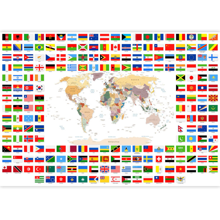 Photo Wallpaper Geography lesson - world map with country flags in English 90439 additionalImage 3