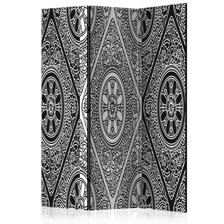 Room Separator Ethnic Monochrome - black and white mandala in oriental motif 95539