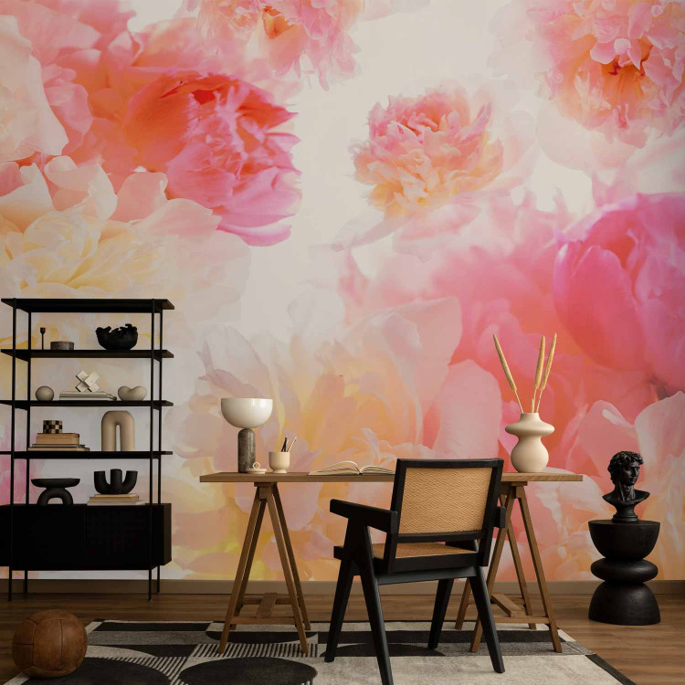 Wall Mural Pastel peonies - uniform floral motif in subtle colours 97339 additionalImage 4