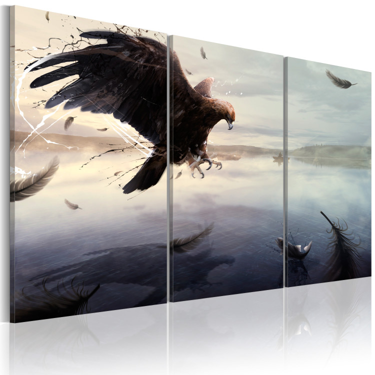 Canvas Print Eagle Over Lake Surface - Landscape of Predatory Bird Fishing 97739 additionalImage 2