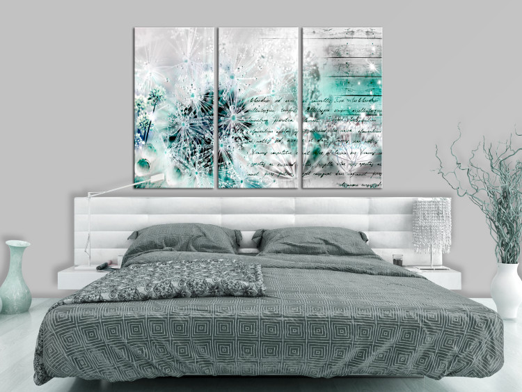 Canvas Cold Breeze (3-piece) - Quotes and Botanical Motifs in Water's Gleam 105749 additionalImage 3