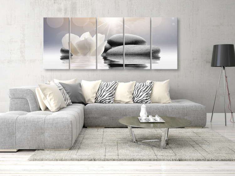 Canvas Print Pebbles on Water (5-part) Narrow - Zen Style Oriental Atmosphere 107649 additionalImage 3