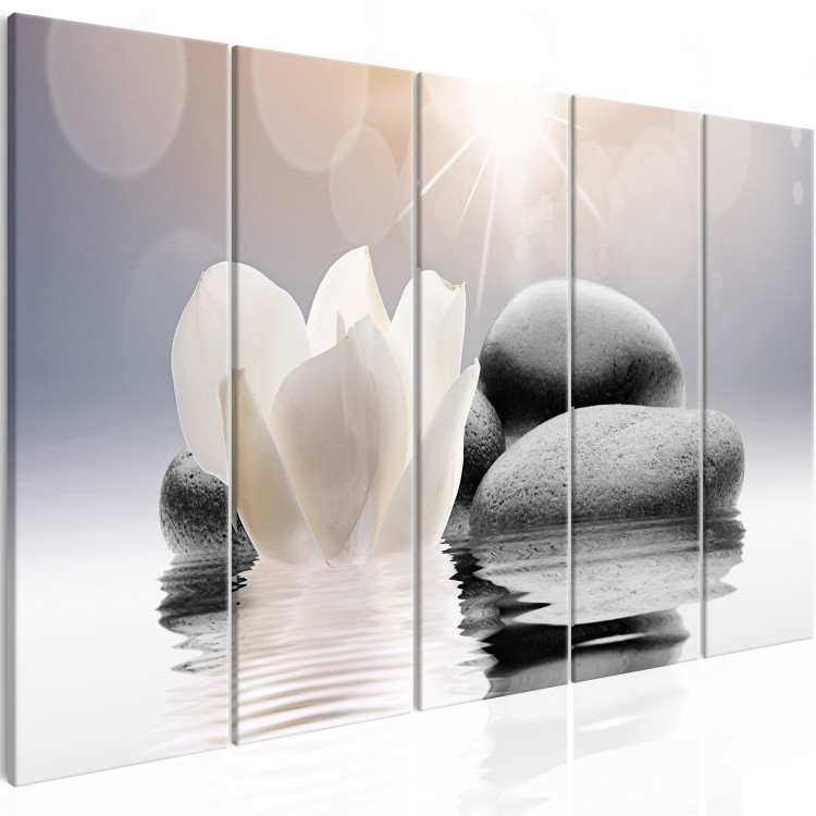 Canvas Print Pebbles on Water (5-part) Narrow - Zen Style Oriental Atmosphere 107649 additionalImage 2