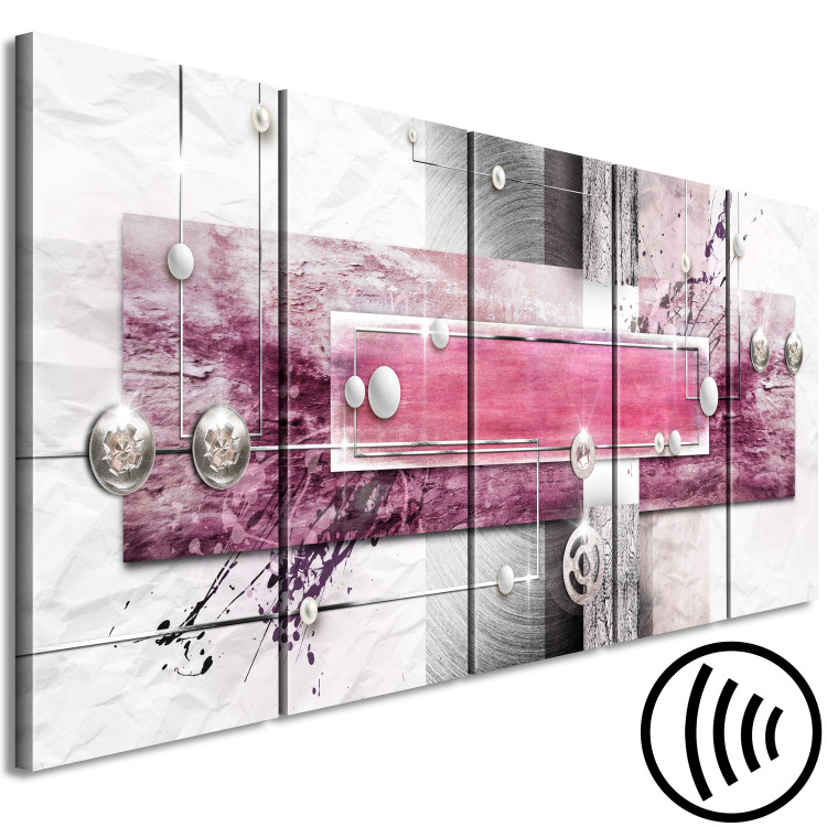 Canvas Print Mysterious Mechanism (5-part) Narrow - Abstraction on Light Background 108349 additionalImage 6