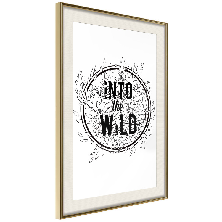 Poster Into the Wild - black and white composition with a floral motif and texts 116349 additionalImage 2