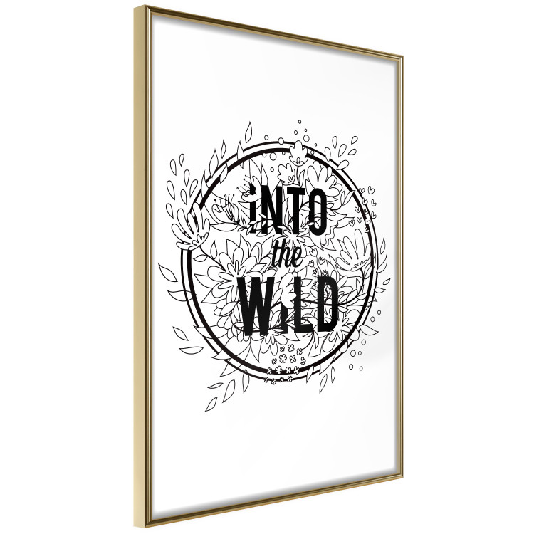 Poster Into the Wild - black and white composition with a floral motif and texts 116349 additionalImage 12