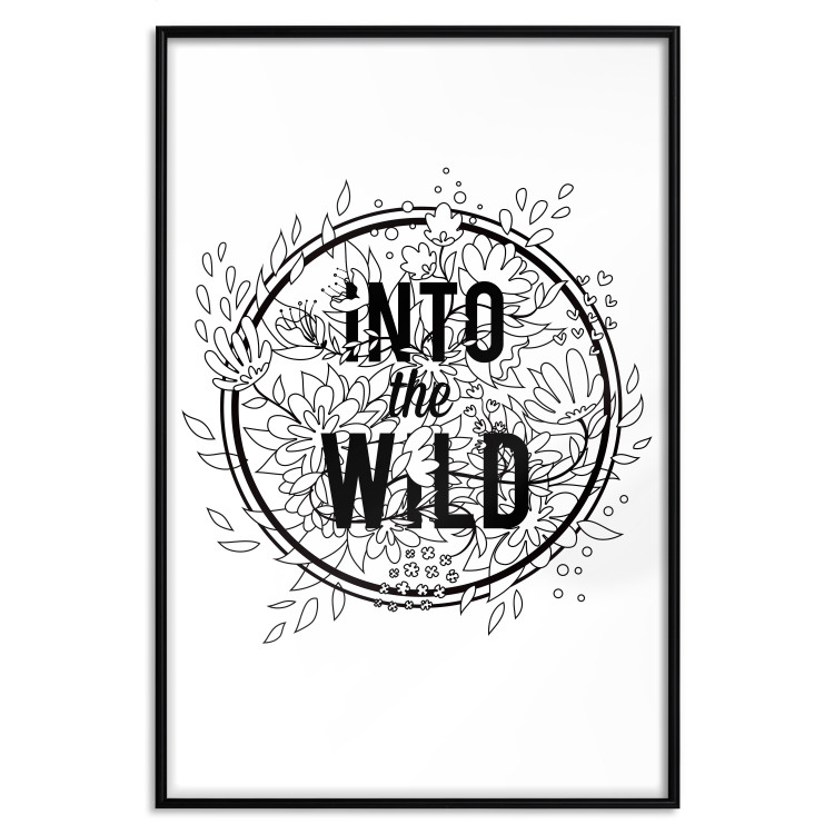 Poster Into the Wild - black and white composition with a floral motif and texts 116349 additionalImage 18
