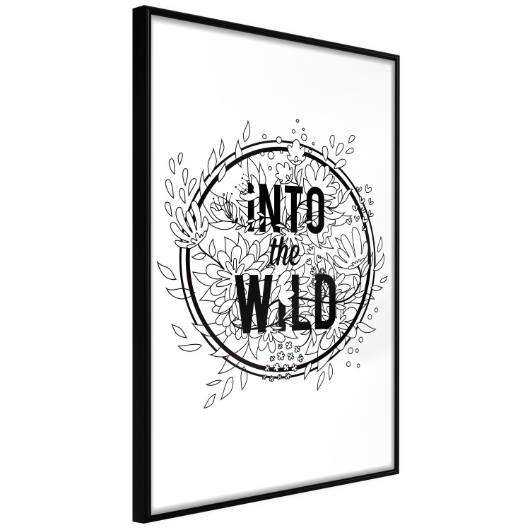 Poster Into the Wild - black and white composition with a floral motif and texts 116349 additionalImage 12