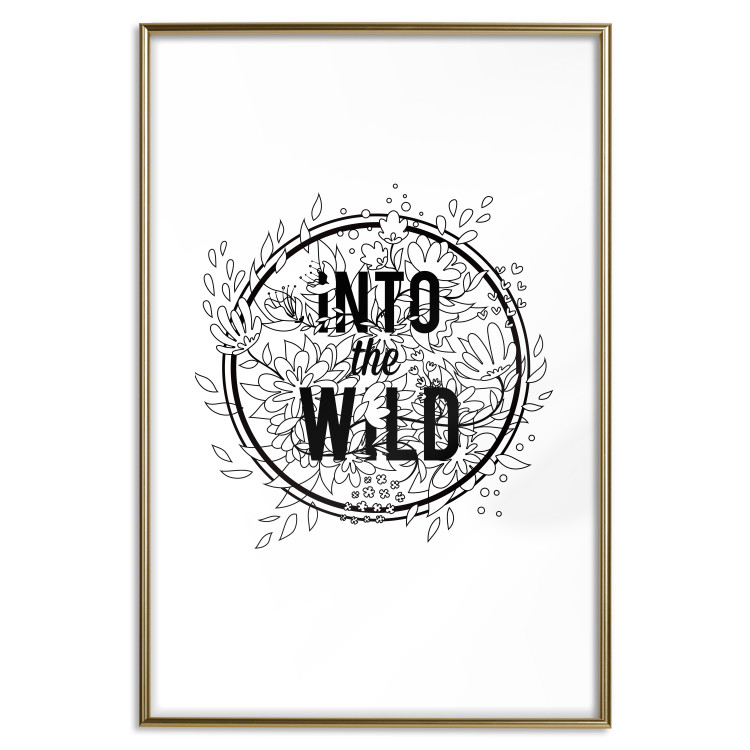 Poster Into the Wild - black and white composition with a floral motif and texts 116349 additionalImage 16
