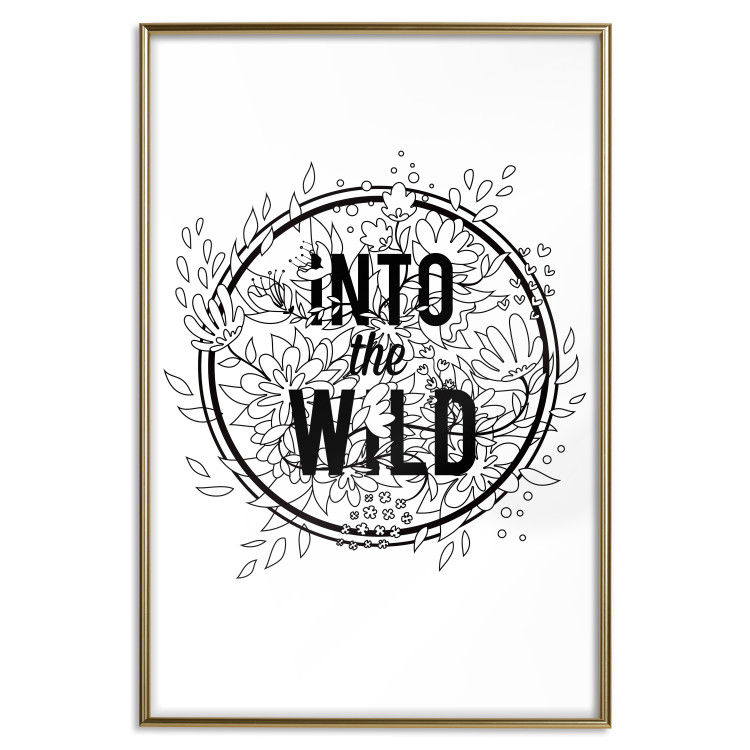 Poster Into the Wild - black and white composition with a floral motif and texts 116349 additionalImage 20