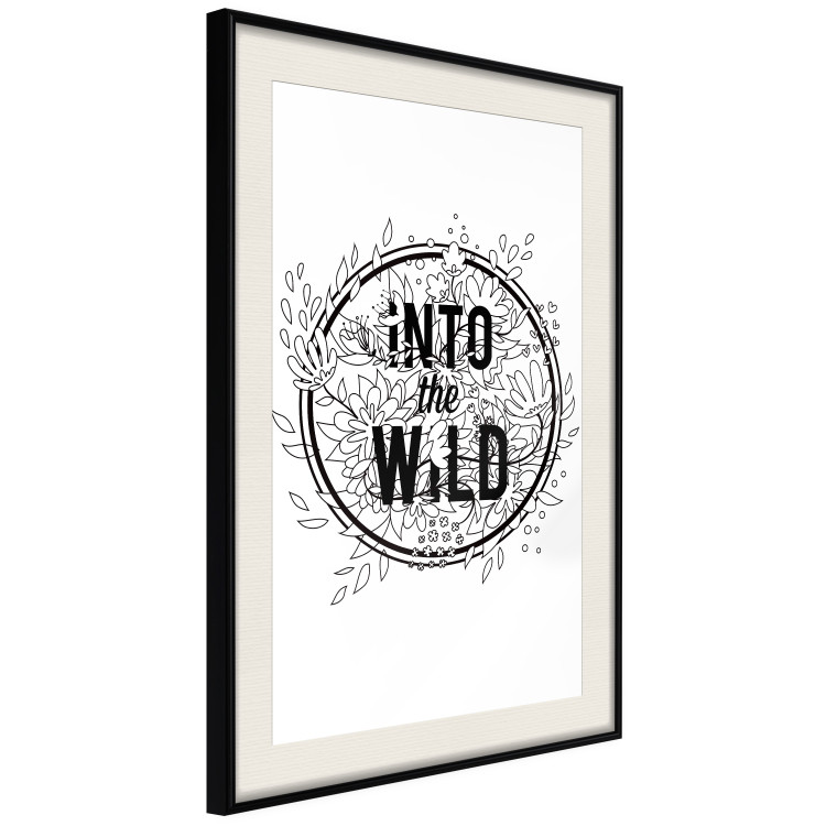 Poster Into the Wild - black and white composition with a floral motif and texts 116349 additionalImage 3