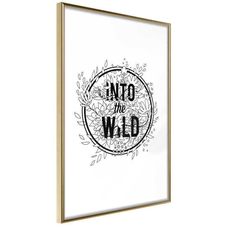 Poster Into the Wild - black and white composition with a floral motif and texts 116349 additionalImage 8