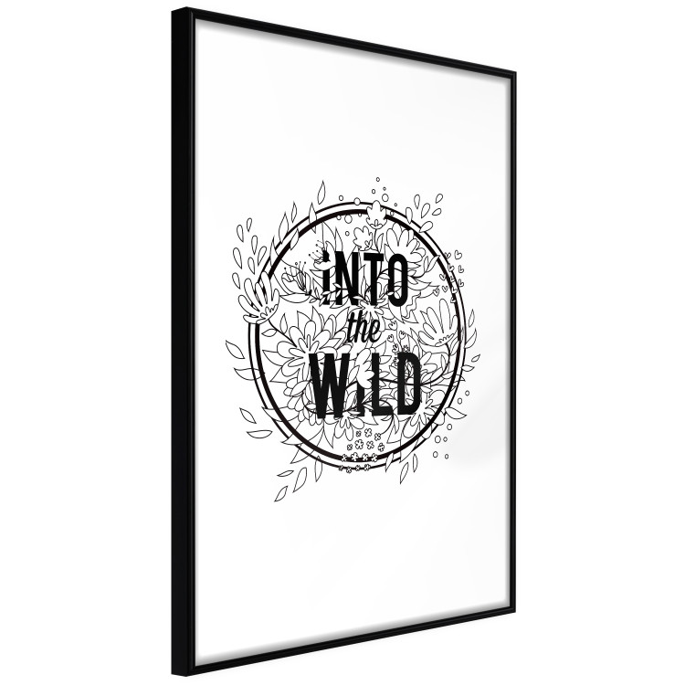 Poster Into the Wild - black and white composition with a floral motif and texts 116349 additionalImage 11