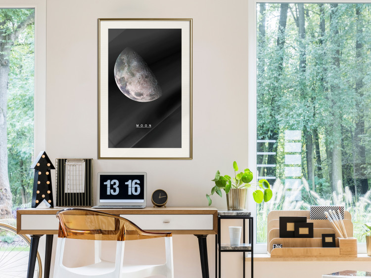 Poster Moon - silver globe and English text on a black cosmos background 116749 additionalImage 21