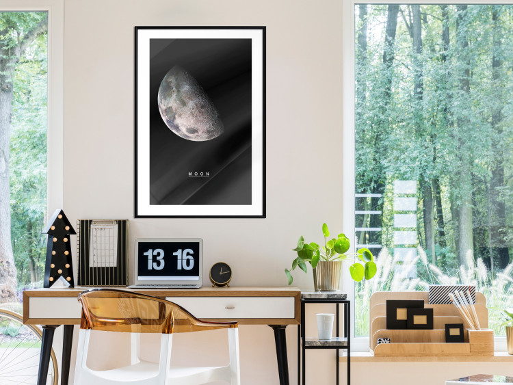 Poster Moon - silver globe and English text on a black cosmos background 116749 additionalImage 12