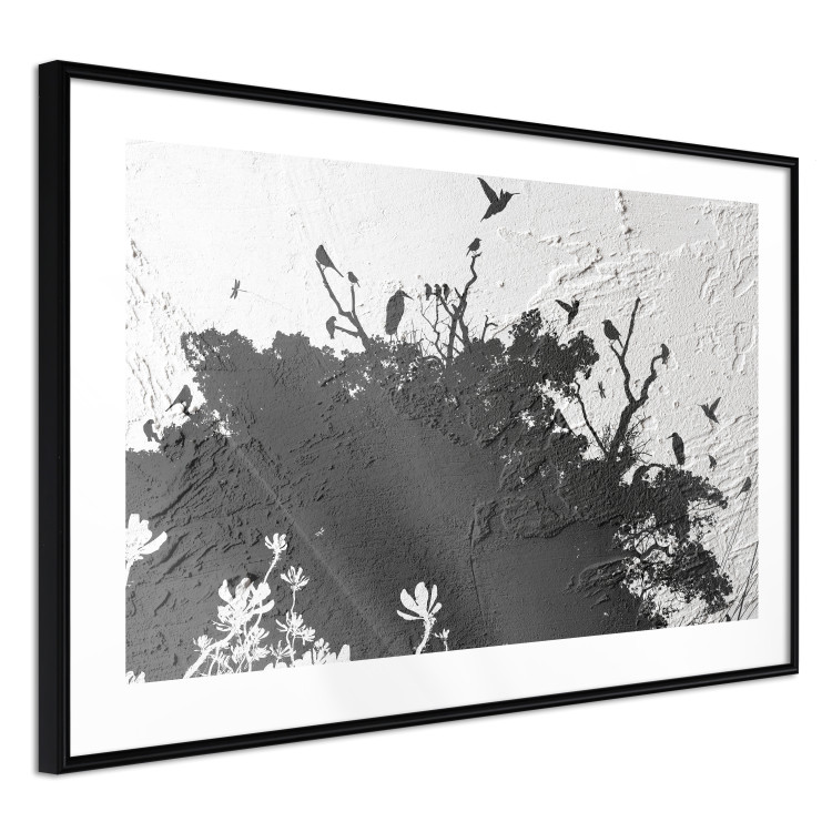 Wall Poster Shadow of Nature - black and white landscape of tree and birds on a rough background 117249 additionalImage 13