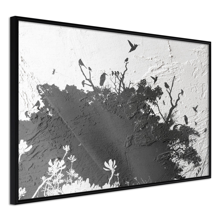 Wall Poster Shadow of Nature - black and white landscape of tree and birds on a rough background 117249 additionalImage 12