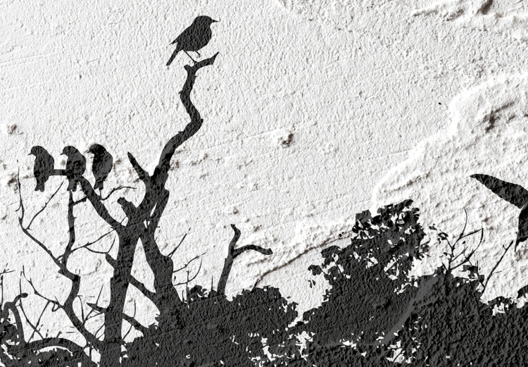 Wall Poster Shadow of Nature - black and white landscape of tree and birds on a rough background 117249 additionalImage 11