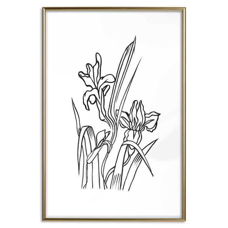 Wall Poster Iris in Love - black and white composition in line art with spring flowers 119049 additionalImage 20