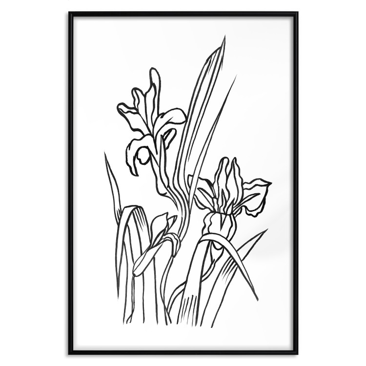 Wall Poster Iris in Love - black and white composition in line art with spring flowers 119049 additionalImage 17