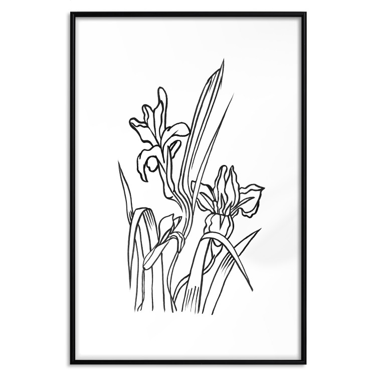 Wall Poster Iris in Love - black and white composition in line art with spring flowers 119049 additionalImage 19