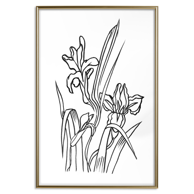 Wall Poster Iris in Love - black and white composition in line art with spring flowers 119049 additionalImage 18