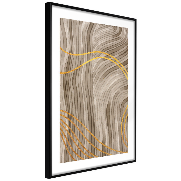 Wall Poster Golden Waves - autumn abstraction in elegant lines on a brown background 119249 additionalImage 13