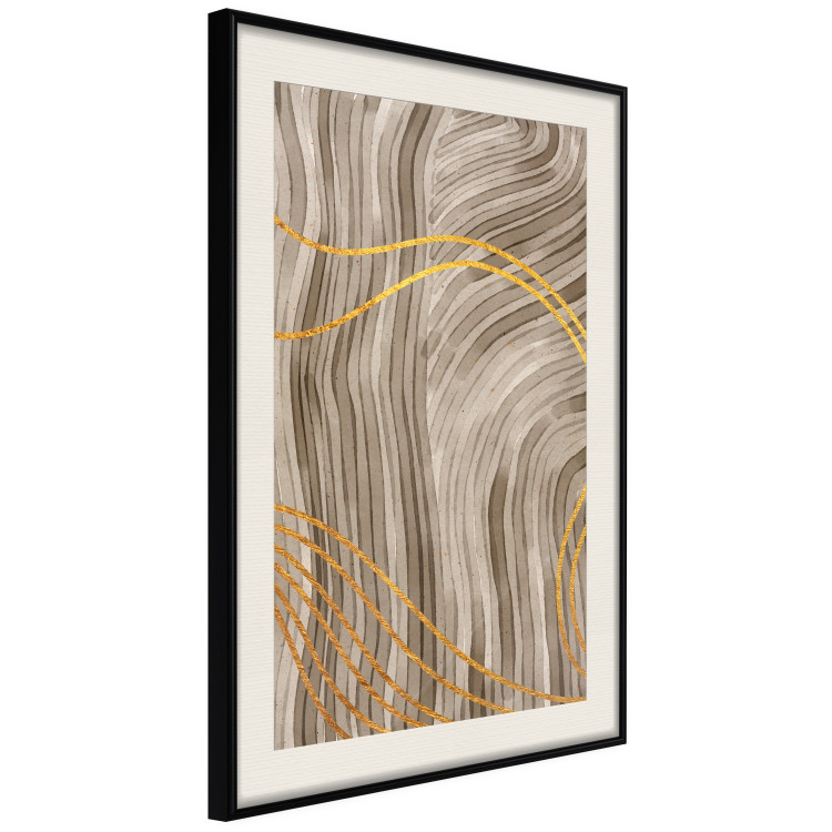 Wall Poster Golden Waves - autumn abstraction in elegant lines on a brown background 119249 additionalImage 3