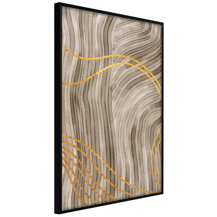 Wall Poster Golden Waves - autumn abstraction in elegant lines on a brown background 119249 additionalImage 10