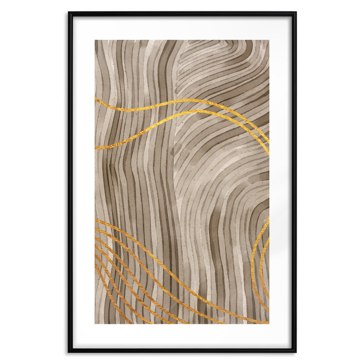Wall Poster Golden Waves - autumn abstraction in elegant lines on a brown background 119249 additionalImage 15