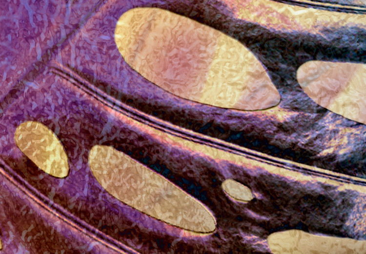 Canvas Holographic monstera - abstract leaves in shimmering purple 120449 additionalImage 4
