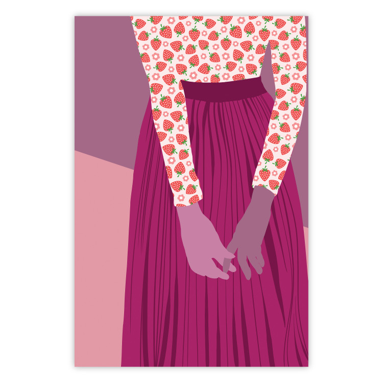 Poster Strawberry Lady - fruits on a female silhouette in pastel colors 123349