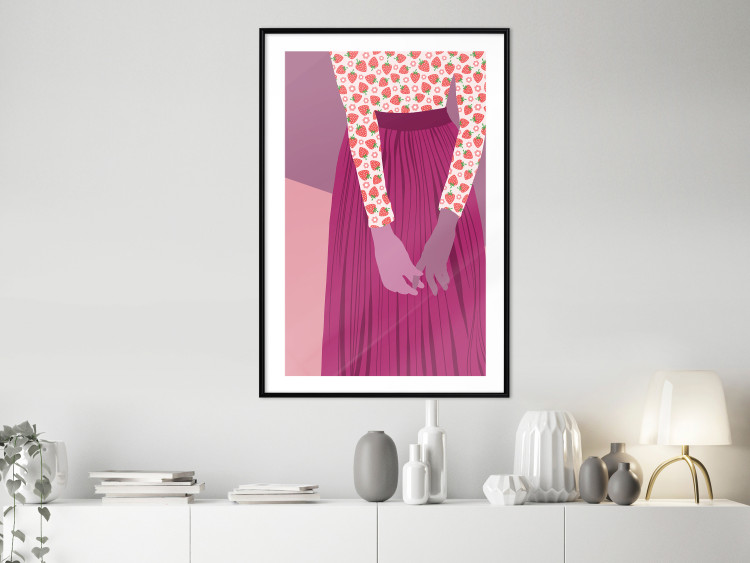 Poster Strawberry Lady - fruits on a female silhouette in pastel colors 123349 additionalImage 6