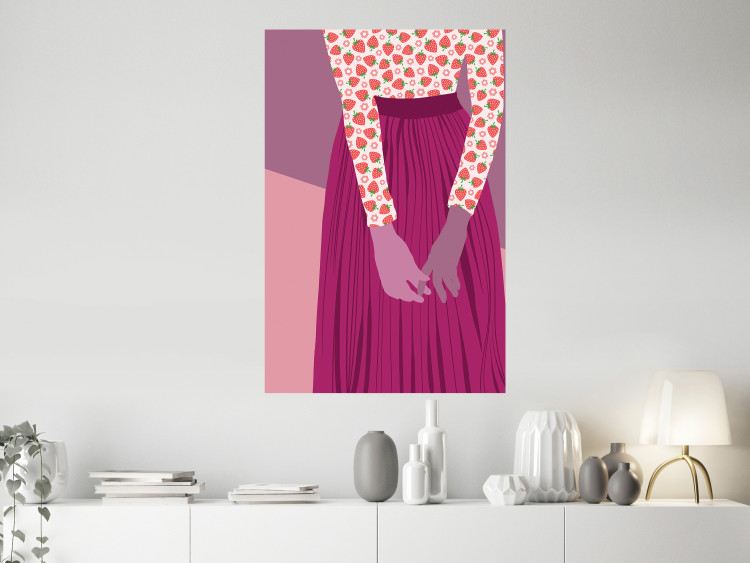 Poster Strawberry Lady - fruits on a female silhouette in pastel colors 123349 additionalImage 20