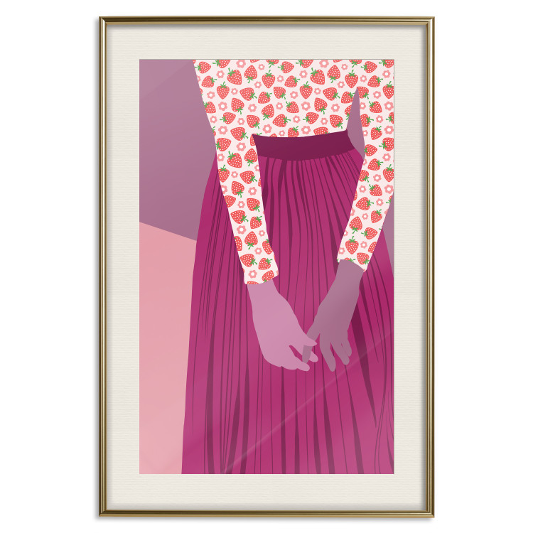 Poster Strawberry Lady - fruits on a female silhouette in pastel colors 123349 additionalImage 27