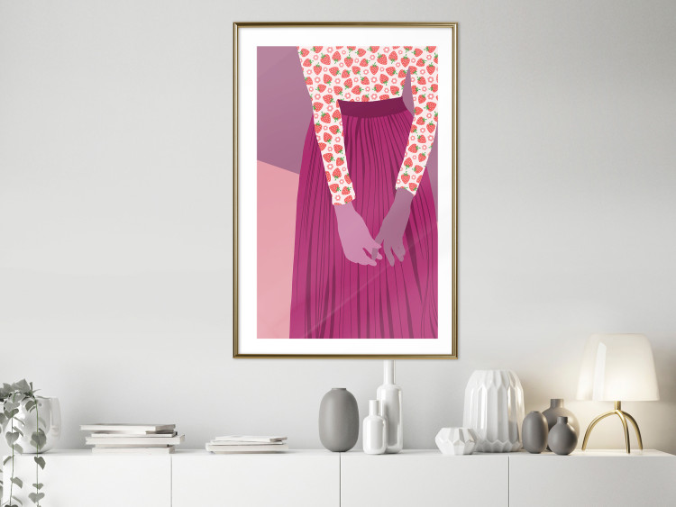 Poster Strawberry Lady - fruits on a female silhouette in pastel colors 123349 additionalImage 15