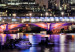 Canvas Art Print Triptych on the river in London - photo of the night city with bridge 123649 additionalThumb 5