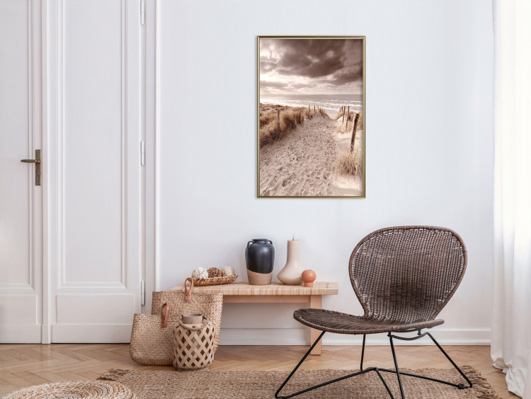 Wall Poster Distant Dune - seascape and beach against sky in sepia motif 123749 additionalImage 5