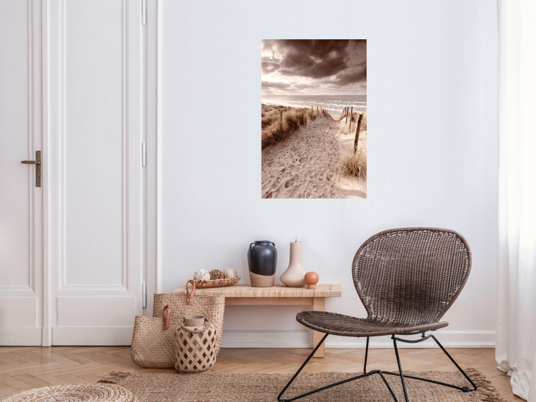 Wall Poster Distant Dune - seascape and beach against sky in sepia motif 123749 additionalImage 17