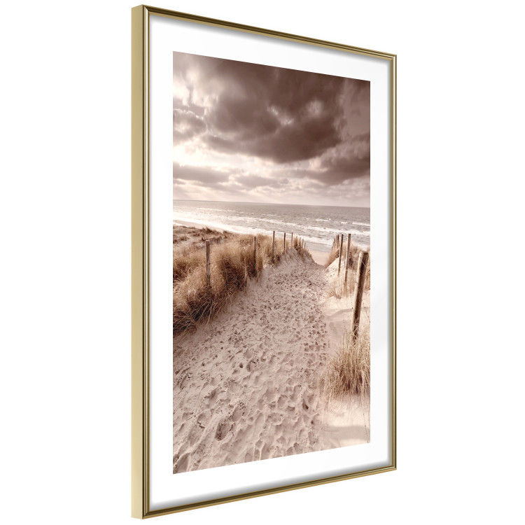 Wall Poster Distant Dune - seascape and beach against sky in sepia motif 123749 additionalImage 6