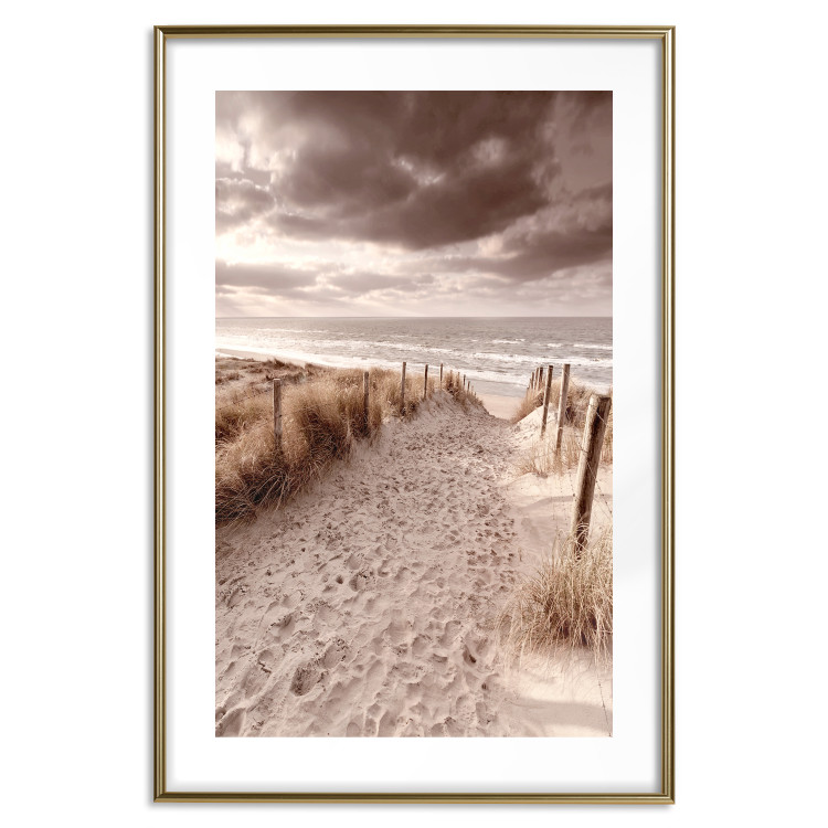 Wall Poster Distant Dune - seascape and beach against sky in sepia motif 123749 additionalImage 14