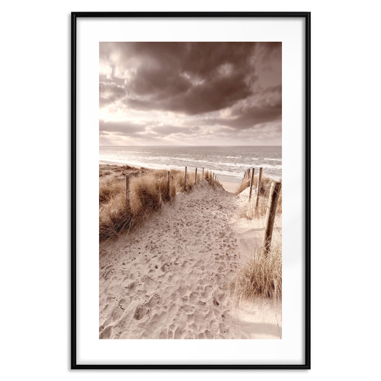 Wall Poster Distant Dune - seascape and beach against sky in sepia motif 123749 additionalImage 15