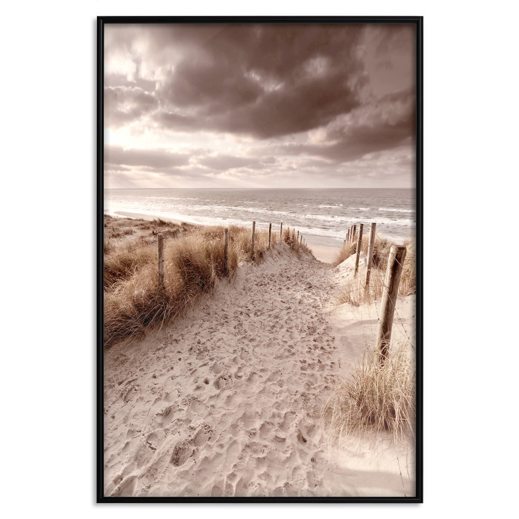 Wall Poster Distant Dune - seascape and beach against sky in sepia motif 123749 additionalImage 18