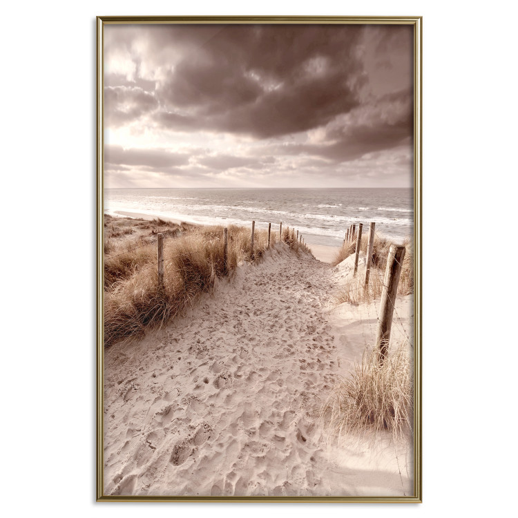 Wall Poster Distant Dune - seascape and beach against sky in sepia motif 123749 additionalImage 16