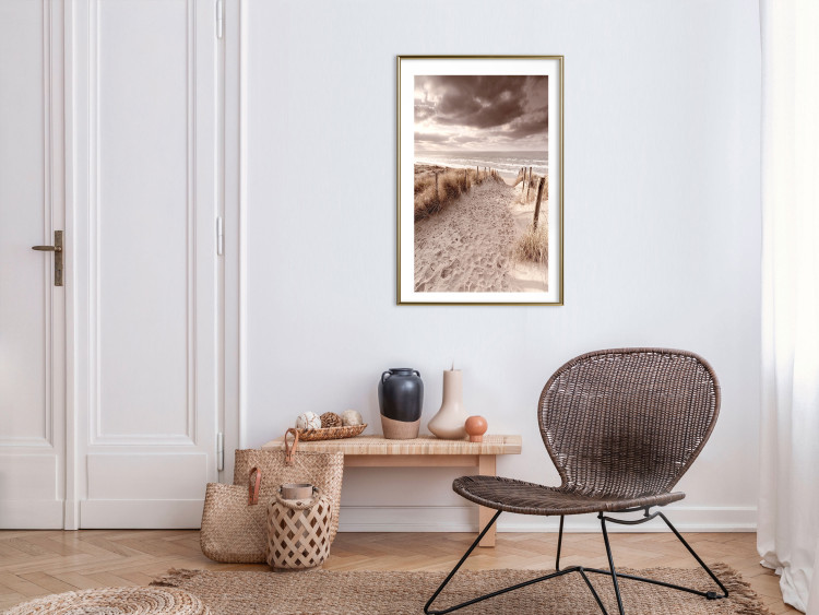 Wall Poster Distant Dune - seascape and beach against sky in sepia motif 123749 additionalImage 13