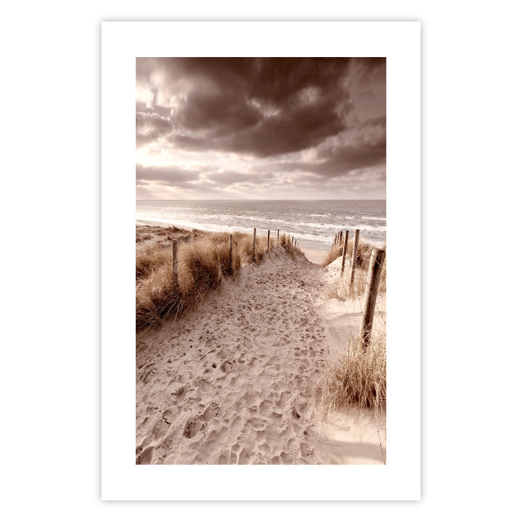Wall Poster Distant Dune - seascape and beach against sky in sepia motif 123749 additionalImage 19
