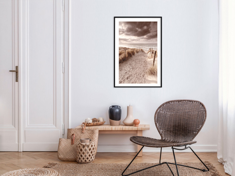 Wall Poster Distant Dune - seascape and beach against sky in sepia motif 123749 additionalImage 4