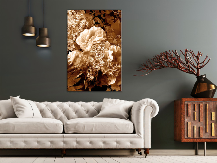 Canvas Print Autumn bouquet of flowers - a photograph of flowers in sepia colour 123849 additionalImage 3